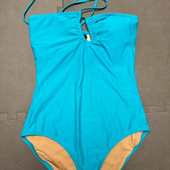 J.Crew Factory Aqua One Piece Swimsuit - Size Medium - Picture 1 of 3